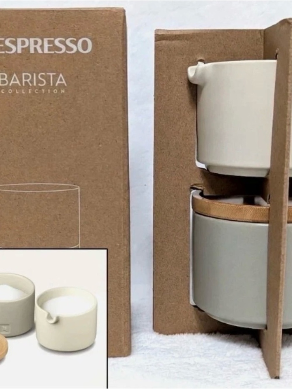Nespresso Barista creamer sugar stacking coffee set Cream & Light Gray new gift